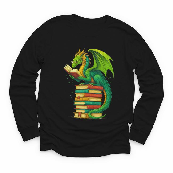 Dragon Reading Books Matching Bookworm Readers Librarian Youth Long Sleeve Tee