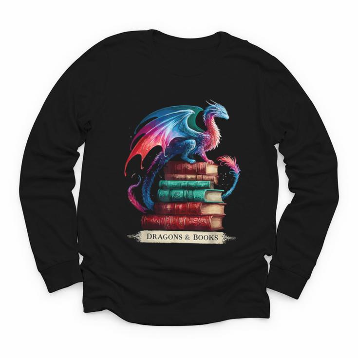 Dragons And Books Dragonworm Book Lover Reading Youth Long Sleeve Tee
