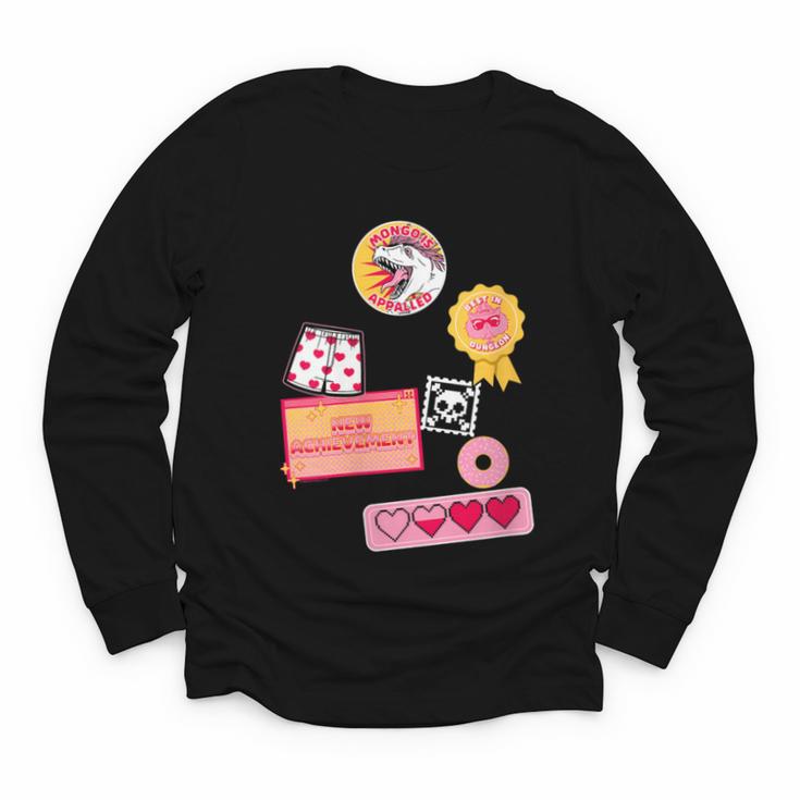 Dungeon Crawler Carl Colorful Sticker Collage LitRPG Book Youth Long Sleeve Tee