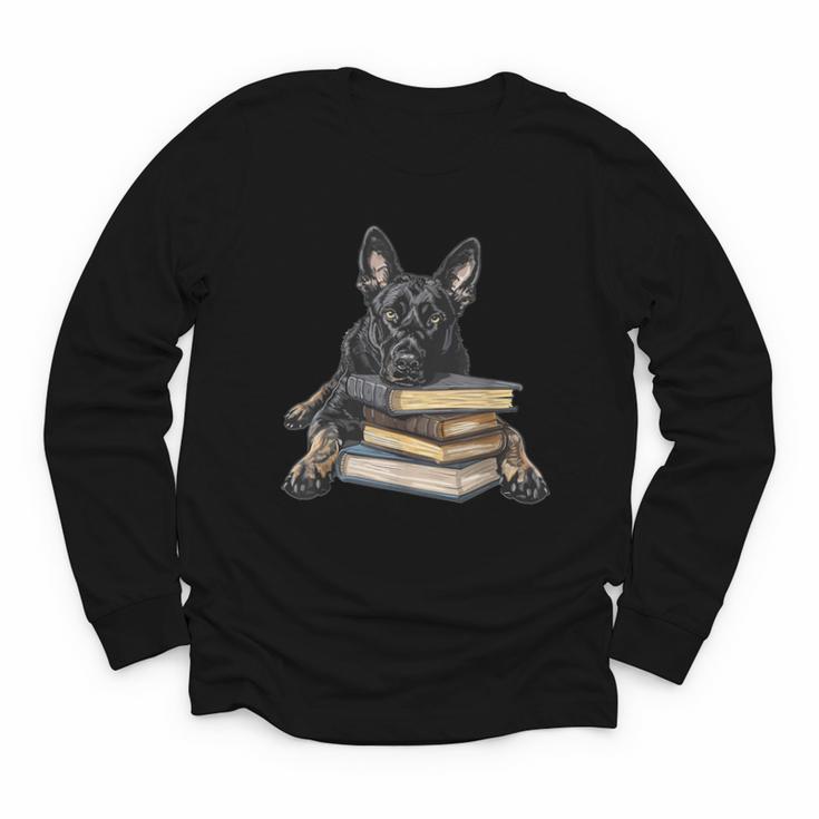 Dutch Shepherd Books Reading Dog Breed Graphic Youth Long Sleeve Tee