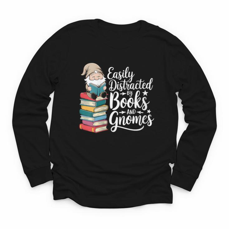 Easily Distracted By Books And Gnomes Youth Long Sleeve Tee