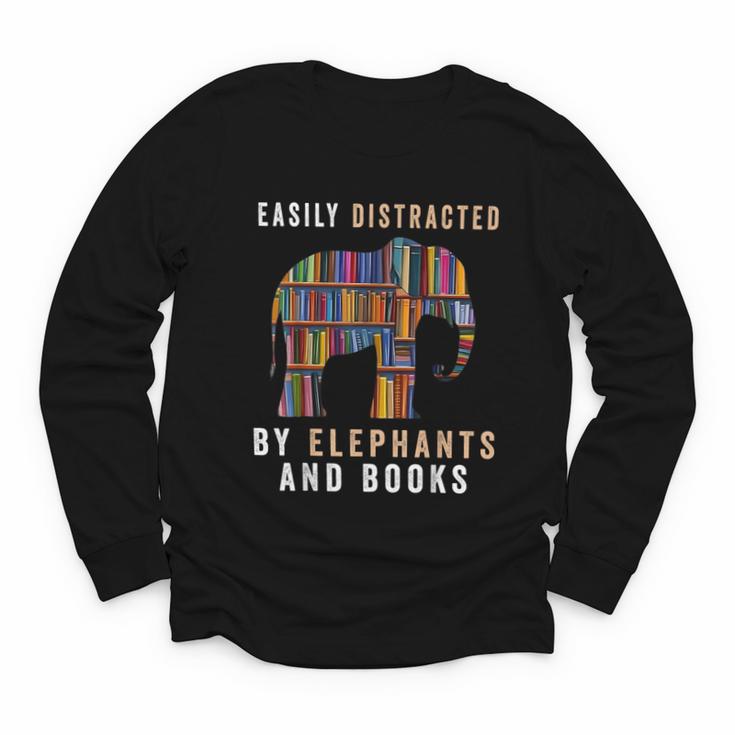 Easily Distracted By Elephants And Books Elephant Youth Long Sleeve Tee