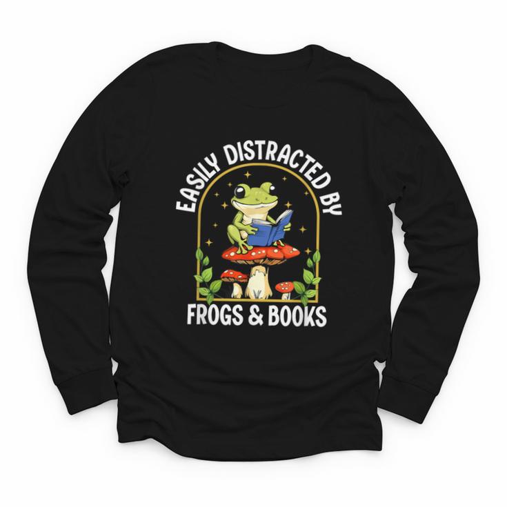 Easily Distracted By Frogs And Books Youth Long Sleeve Tee