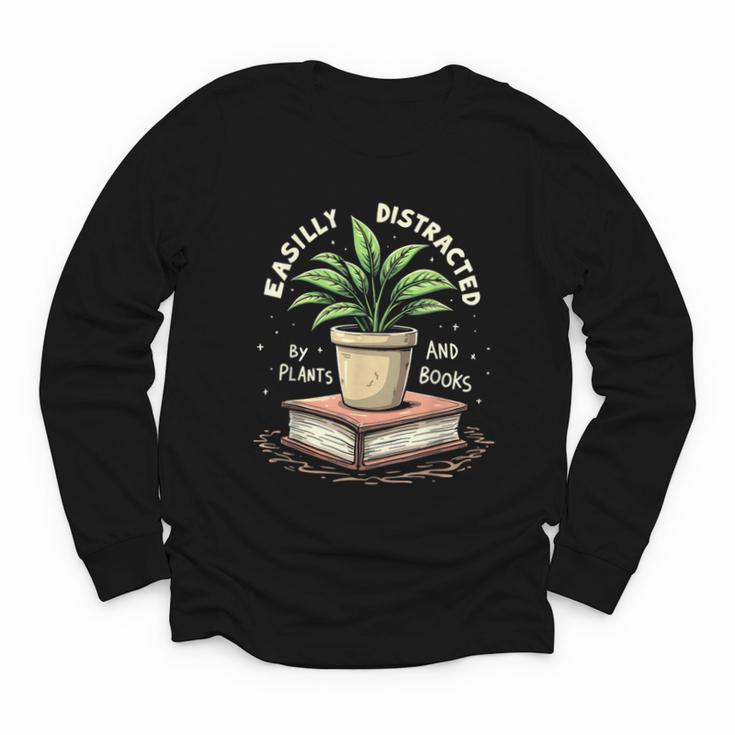 Easily Distracted By Plants And Books Youth Long Sleeve Tee