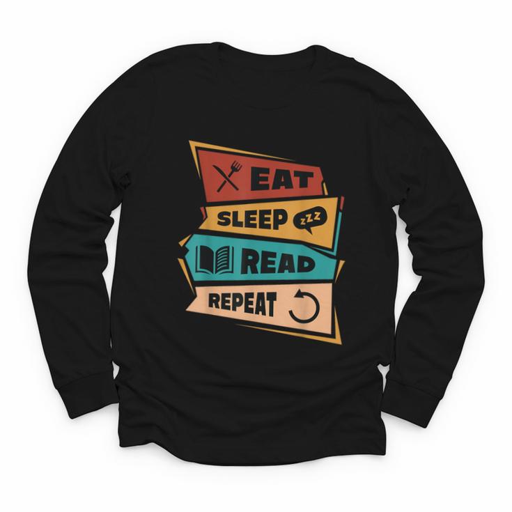 Eat Sleep Read Repeat Reading Books Reader Bookworm Youth Long Sleeve Tee