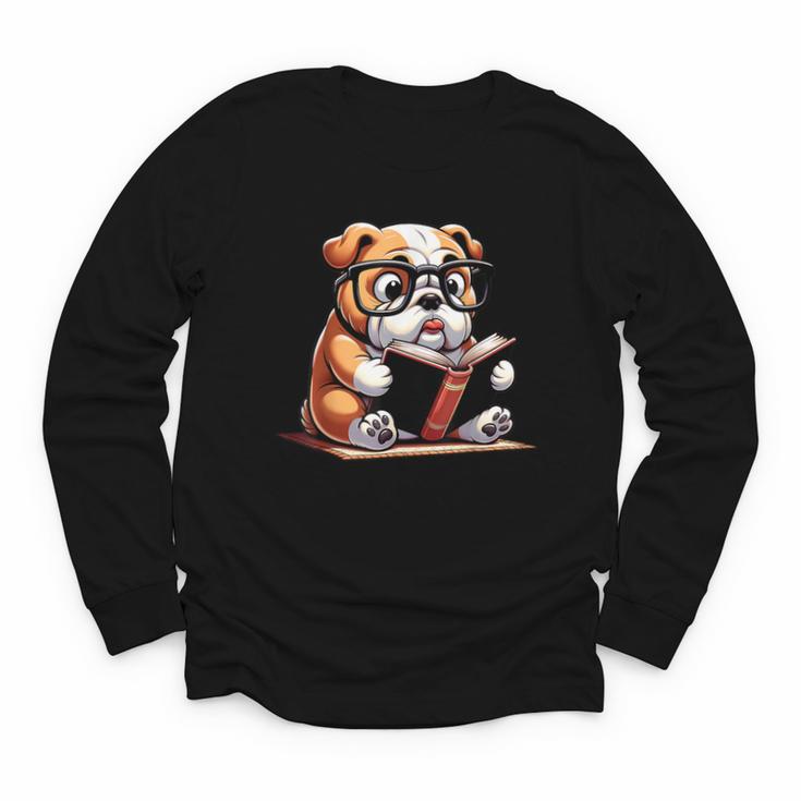 English Bulldog Reading a Book Dog For Men Women Girls Kids Youth Long Sleeve Tee English Bulldog Reading a Book Dog For Men Women Girls Kids Youth Long Sleeve Tee