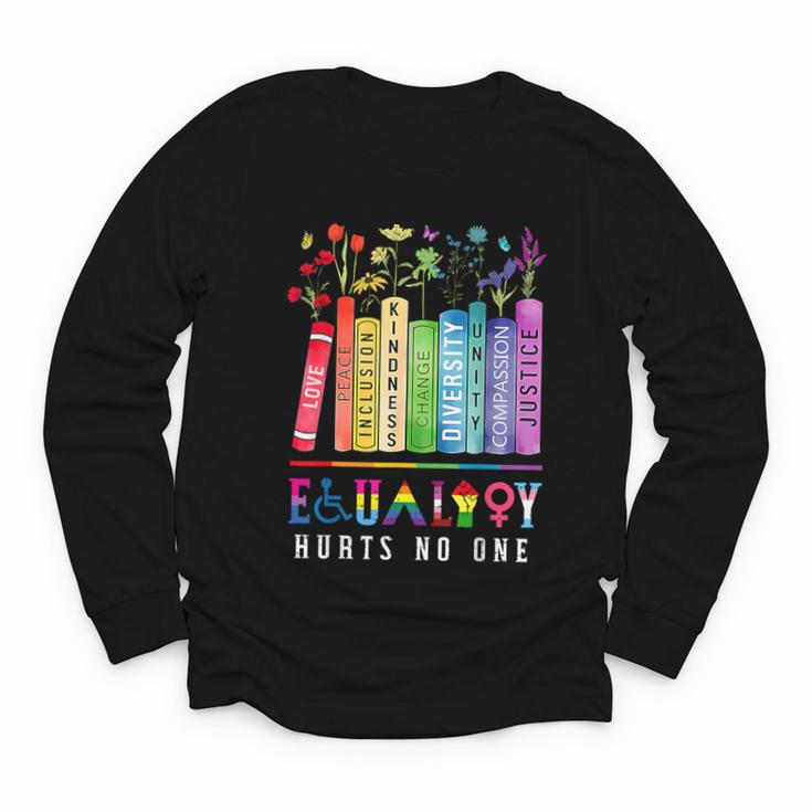 Equality Hurts No One Floral Books LGBTQ Pride Human Rights Youth Long Sleeve Tee