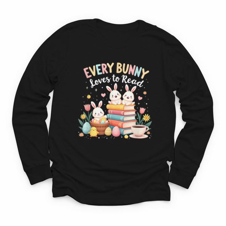 Every Bunny Loves To Read Book Lover Easter Day Apparel Youth Long Sleeve Tee