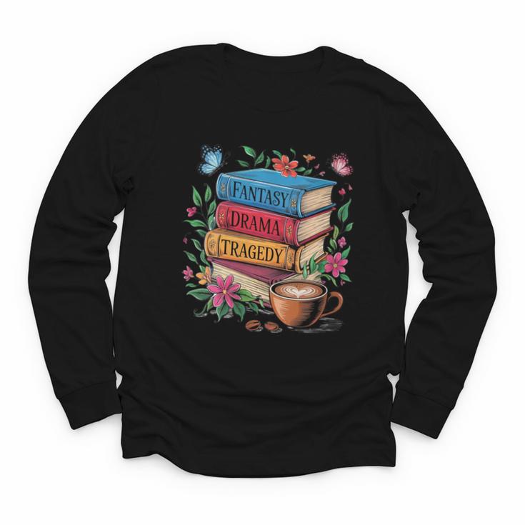 Fantasy Drama Tragedy Books Subtle Reader Librarian Flower Youth Long Sleeve Tee