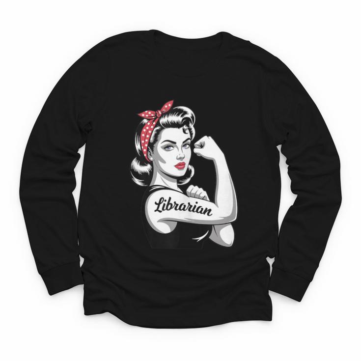 Female Librarian Rosie Riveter Book Guardian Woman Youth Long Sleeve Tee