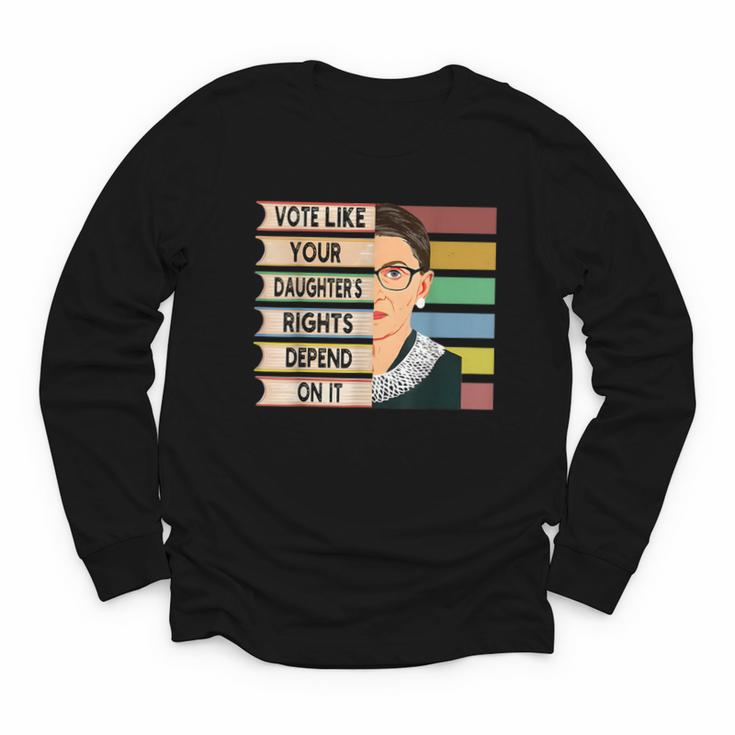 Feminist Ruth Bader Ginsburg RBG Quote Girl With Book Women Youth Long Sleeve Tee
