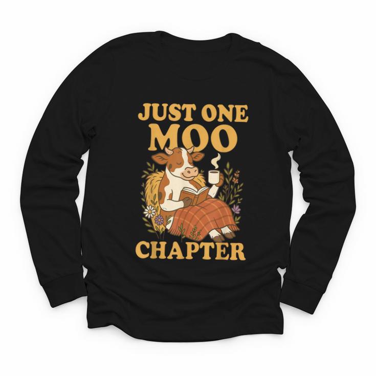 Floral Cow Reading Pun Just One More Chapter Cozy Book Lover Youth Long Sleeve Tee