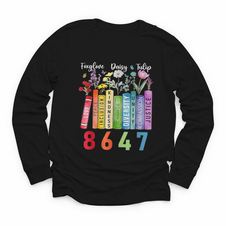 Floral Foxglove Daisy Tulip 8647 Books Lover Blooming Flower Youth Long Sleeve Tee