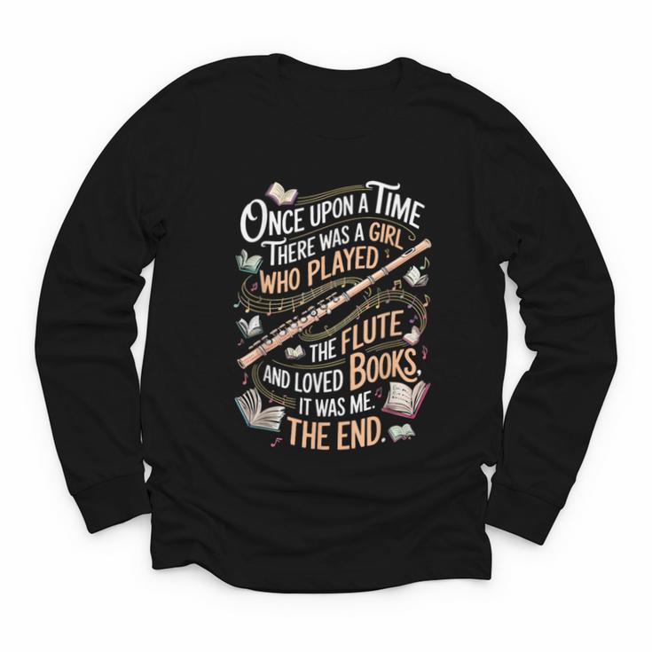 Flute And Books Marching Band Musician Flutist Flute Player Youth Long Sleeve Tee