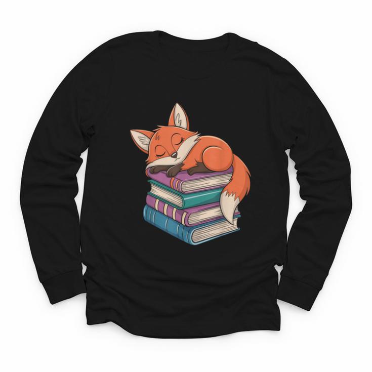 Fox Reading Book Pajama Sleep Youth Long Sleeve Tee