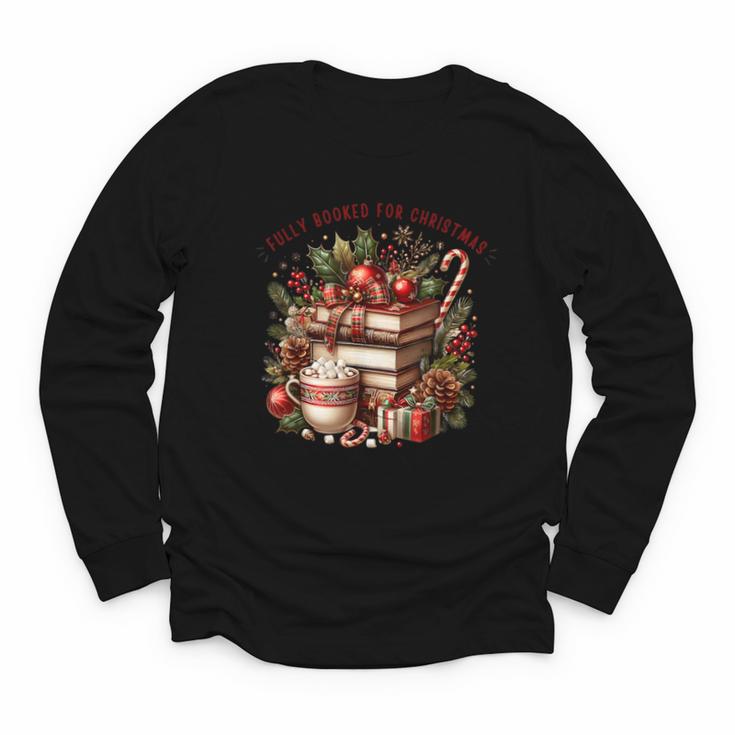 Fully Booked For Christmas Cozy Holiday Books Winter Reading Youth Long Sleeve Tee