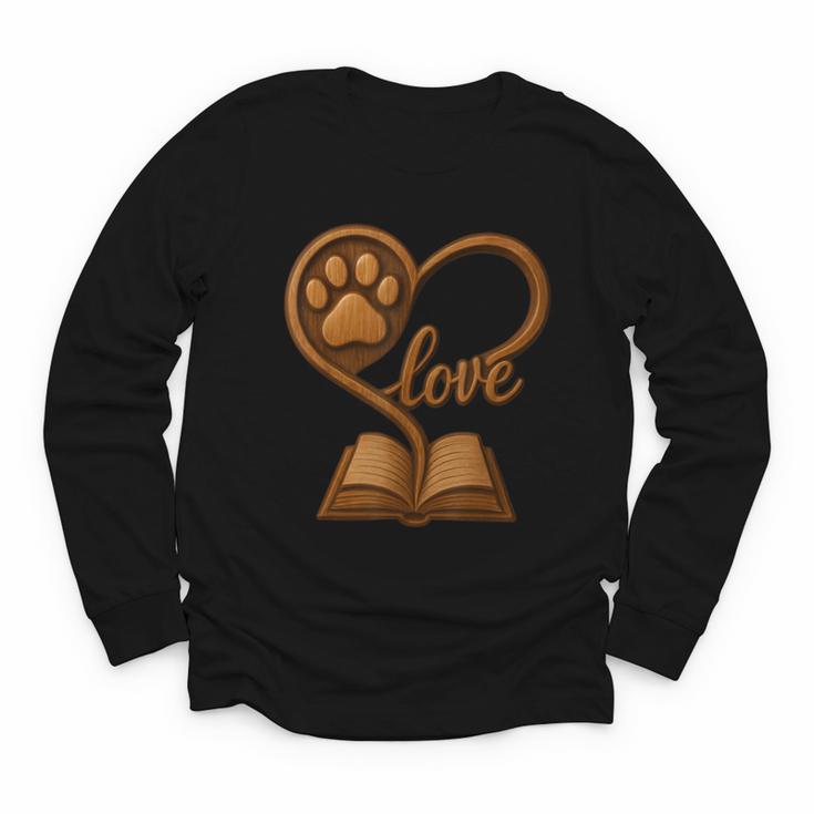 Girl Who Loves Dogs & Books Heart Dog Lover Reader Reeding Youth Long Sleeve Tee