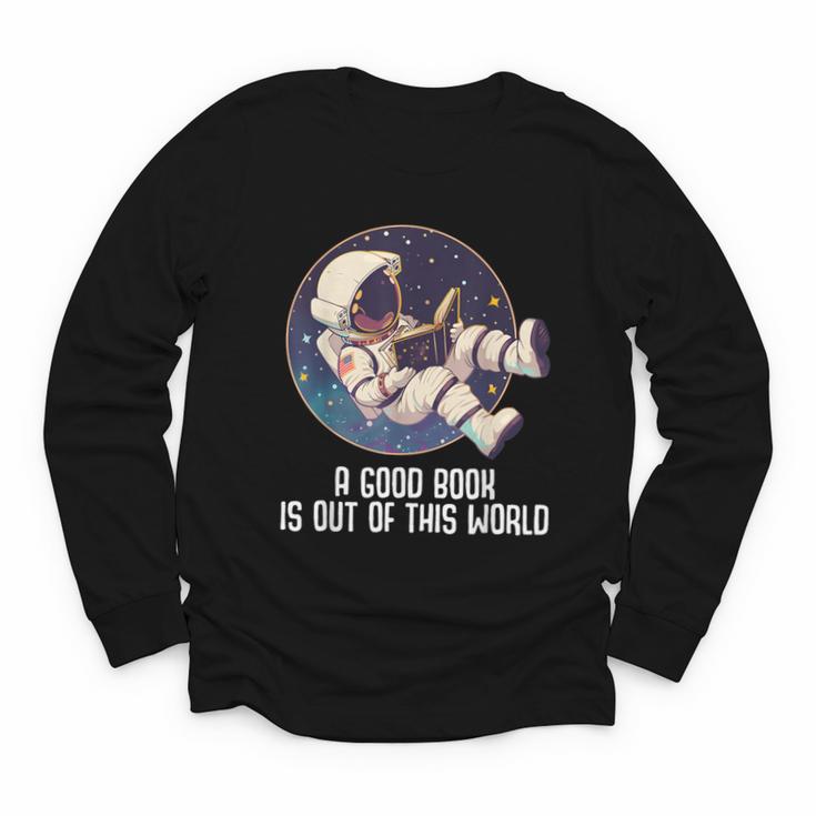 Good Book Is Out Of This World Astronaut Space Youth Long Sleeve Tee