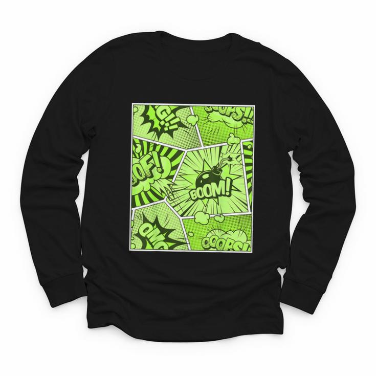 Green Comic Book Green Graphic Youth Long Sleeve Tee