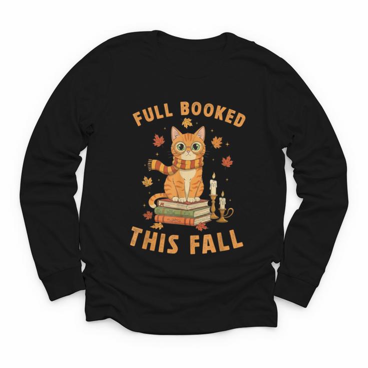 Halloween Fully Booked This Fall Book Ginger Cat Reading Youth Long Sleeve Tee