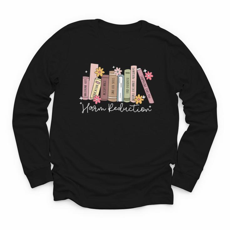 Harm Reduction Floral Book Overdose Awareness Nurse Youth Long Sleeve Tee