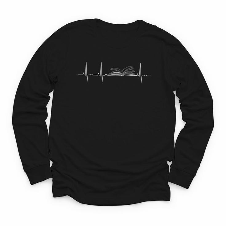 Heartbeat Book Reader Reading Lover Youth Long Sleeve Tee