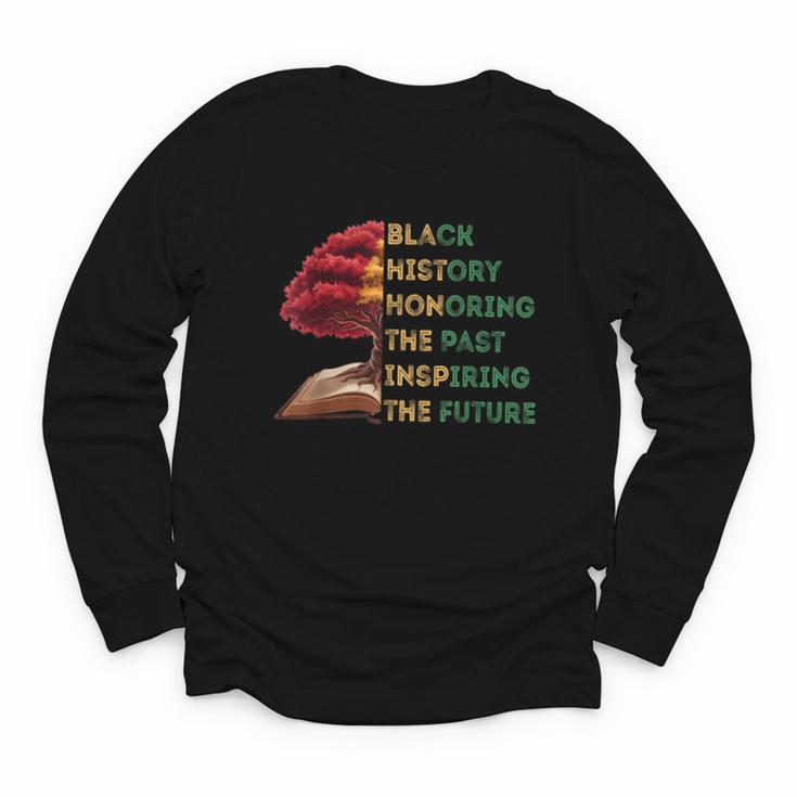 Honoring Past Inspiring Future History Month Tree Book Youth Long Sleeve Tee