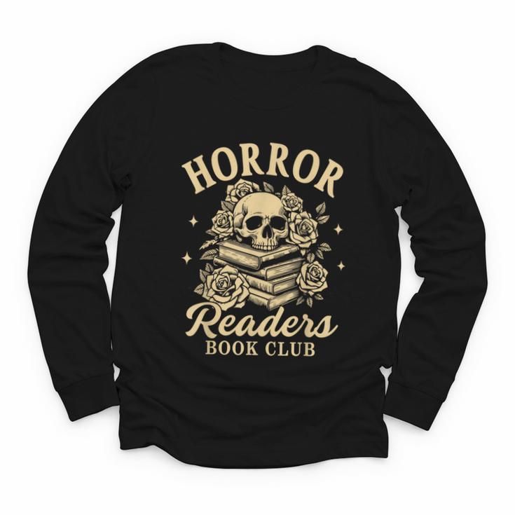 Horror Reading Spooky Vibes Bookish Horror Readers Book Club Youth Long Sleeve Tee