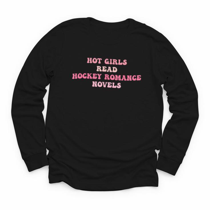 Hot Girls Read Hockey Romance Novels Book Lovers Youth Long Sleeve Tee