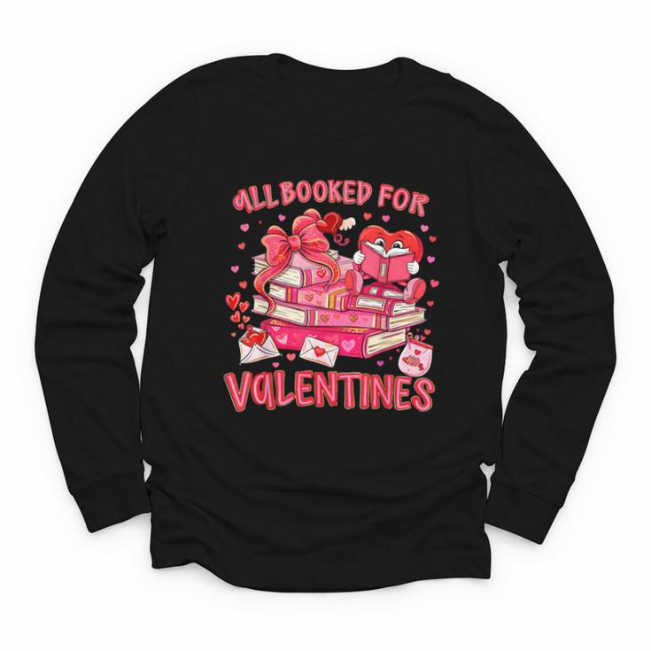 HUGvyn All Booked For Valentines Teacher Book Reading Heart Youth Long Sleeve Tee