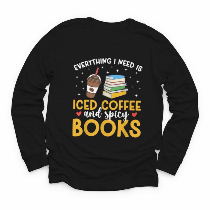Iced Coffee And Spicy Books Iced Coffee Lover Cold Brew Youth Long Sleeve Tee