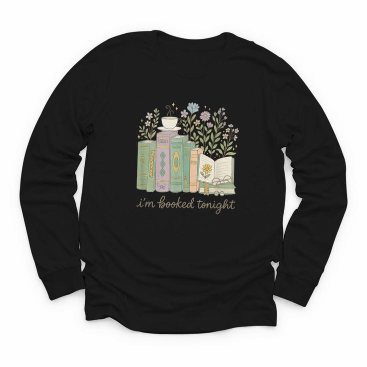 I'm Booked Tonight Cozy Floral Book Lover Graphic Youth Long Sleeve Tee