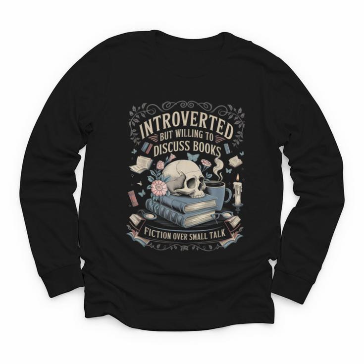Introverted But Willing To Discuss Books Club Cozy Aesthetic Youth Long Sleeve Tee