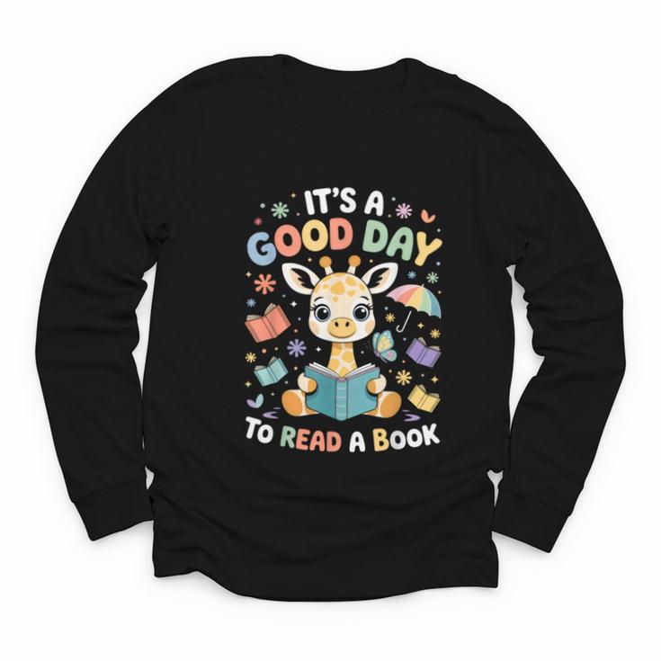 It's a Good Day To Read a Book Cute Giraffe Youth Long Sleeve Tee