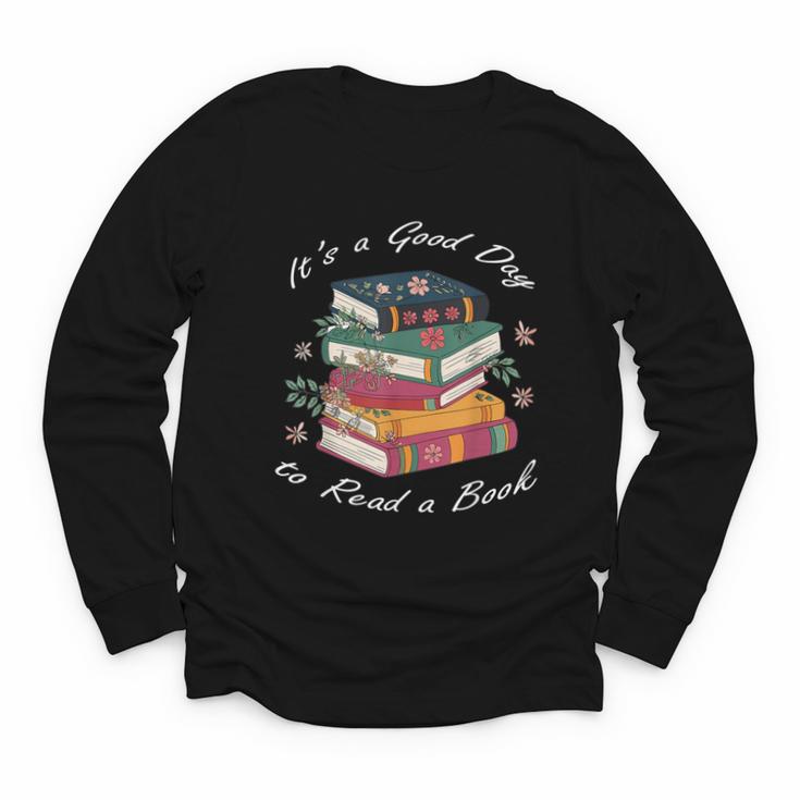 It's a Good Day To Read a Book Floral Stack Tee Youth Long Sleeve Tee