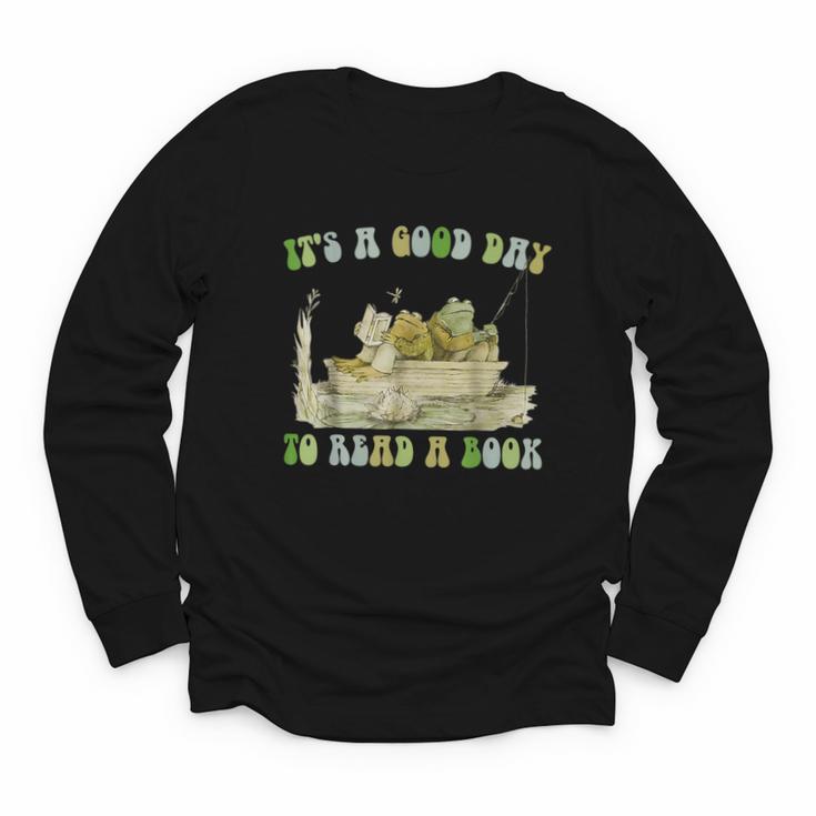 It's A Good Day To Read A Book Shirt Frog Reading Book Youth Long Sleeve Tee