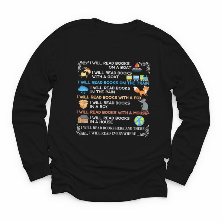IWill Read Books On A Boat & Everywhere Reading Kids Youth Long Sleeve Tee