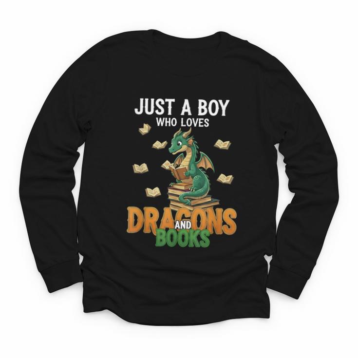 Just a Boy Who Loves Dragons And Books Reading Dragon Youth Long Sleeve Tee