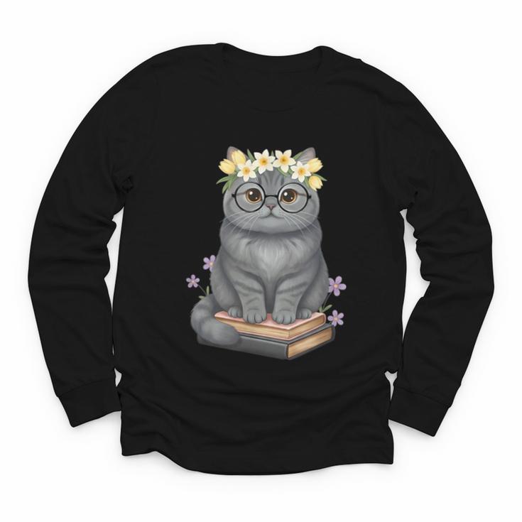Just A Girl Who Loves Cats & Books Bookish Women Youth Long Sleeve Tee