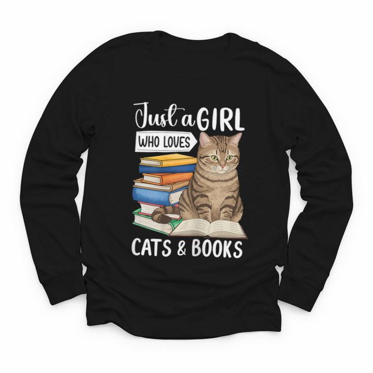 Just a Girl Who Loves Cats And Books Youth Long Sleeve Tee