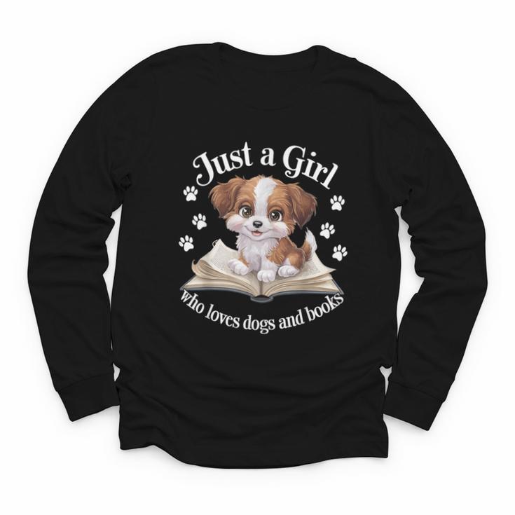 Just a Girl Who Loves Dogs And Books Cute Dog Youth Long Sleeve Tee