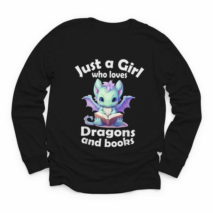 Just a Girl Who Loves Dragons And Books Dragon For Kids Youth Long Sleeve Tee