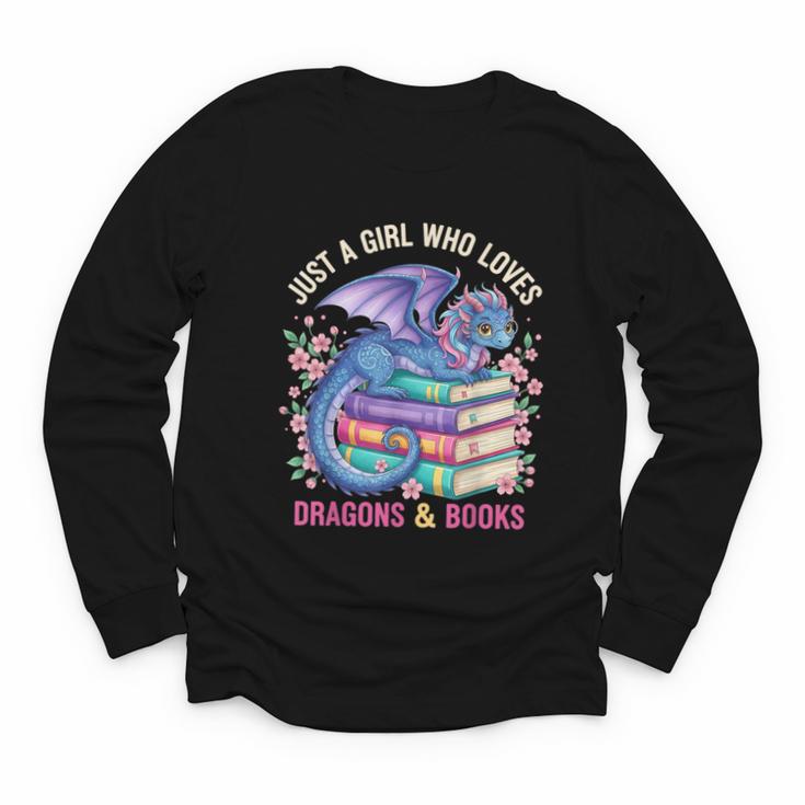 Just a Girl Who Loves Dragons And Books Dragon Reading Youth Long Sleeve Tee