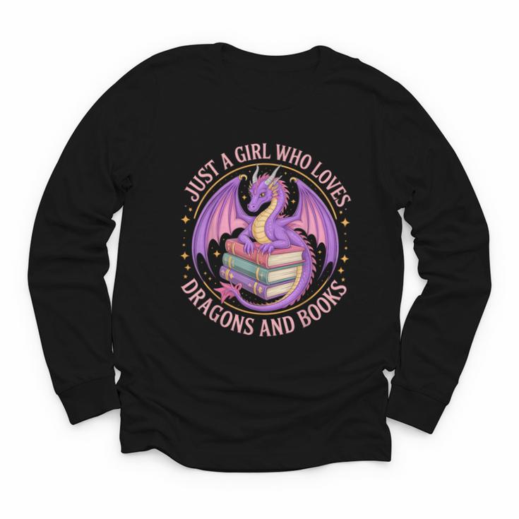 Just A Girl Who Loves Dragons And Books Fantasy Dragon Youth Long Sleeve Tee