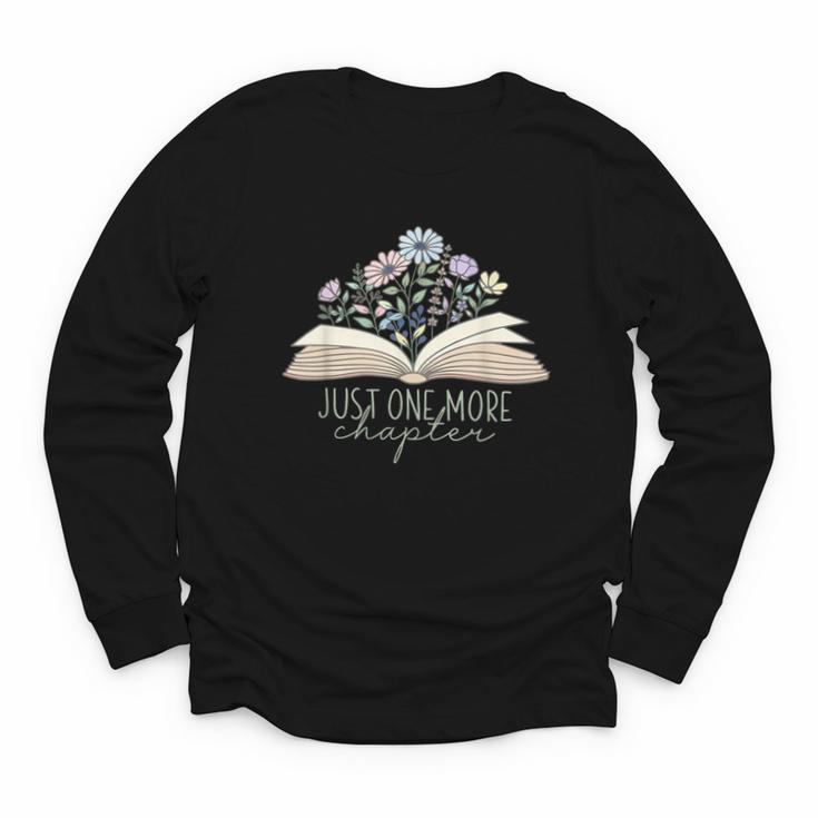 Just One More Chapter Floral Book Wildflower Aesthetic Art Youth Long Sleeve Tee