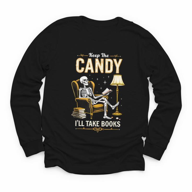Keep The Candy I'Ll Take Books Halloween Youth Long Sleeve Tee