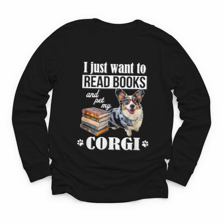 Kids Read Books & Pet My Blue Merle Corgi Lover Youth Long Sleeve Tee