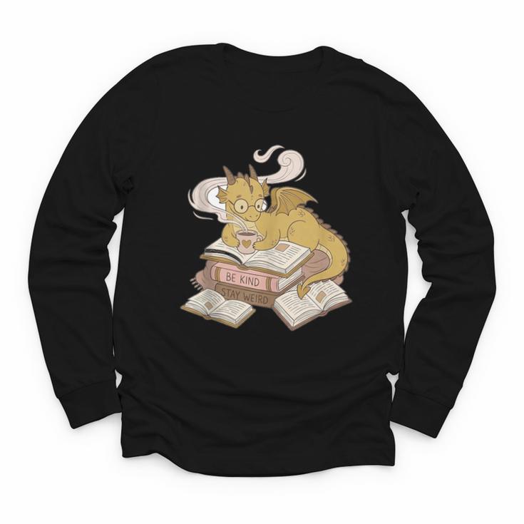 Be Kind Stay Weird Read Books Cute Dragon Youth Long Sleeve Tee