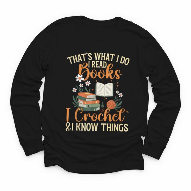 Knitting Crocheting Reading Books Yarn For Knitter Crochet Youth Long Sleeve Tee