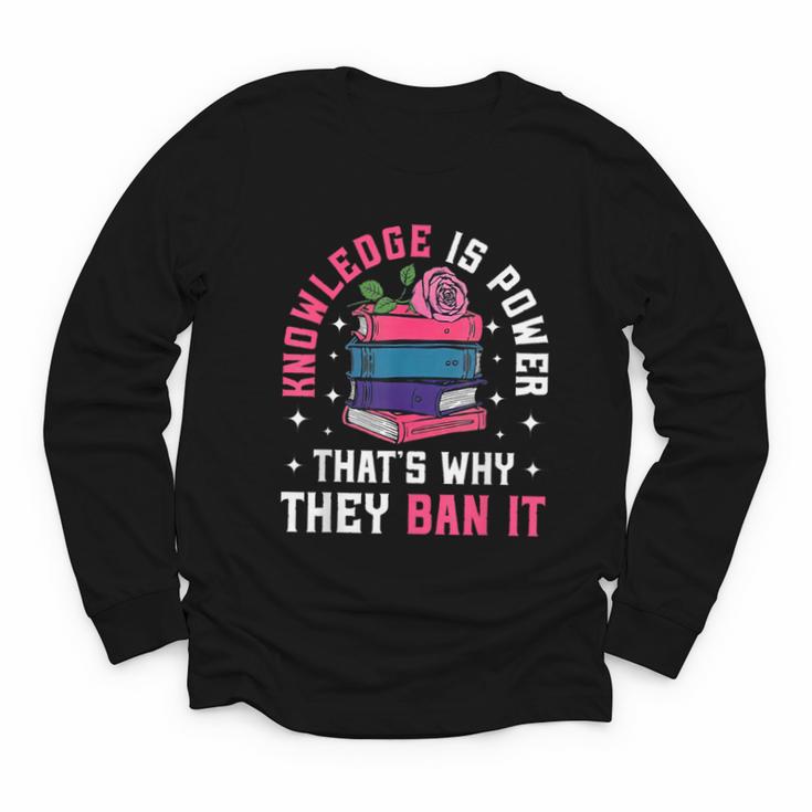 Knowledge Is Power Book Club Librarian Read Banned Books Youth Long Sleeve Tee